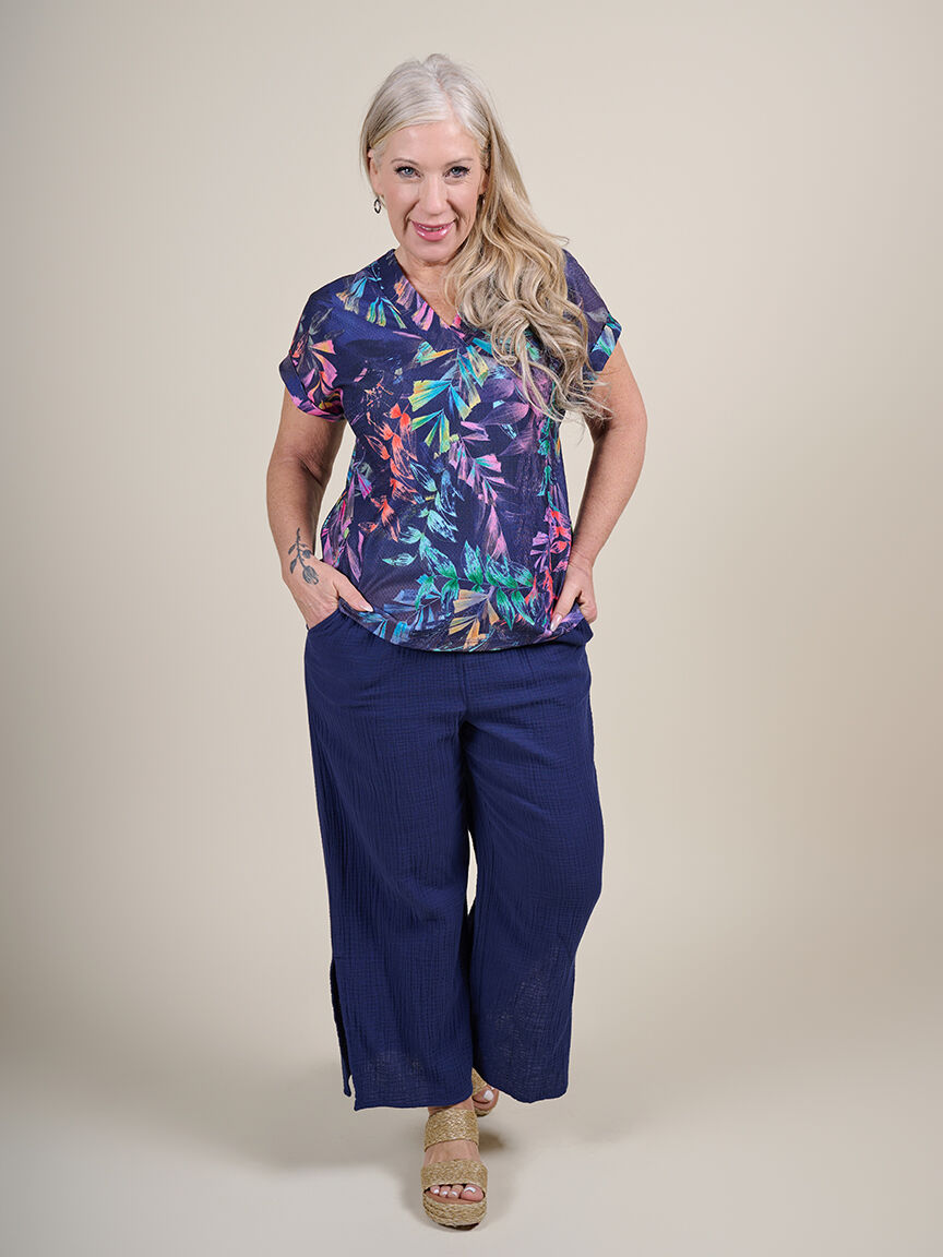 Cotton Wide Leg Pant Wear 2 Ways 