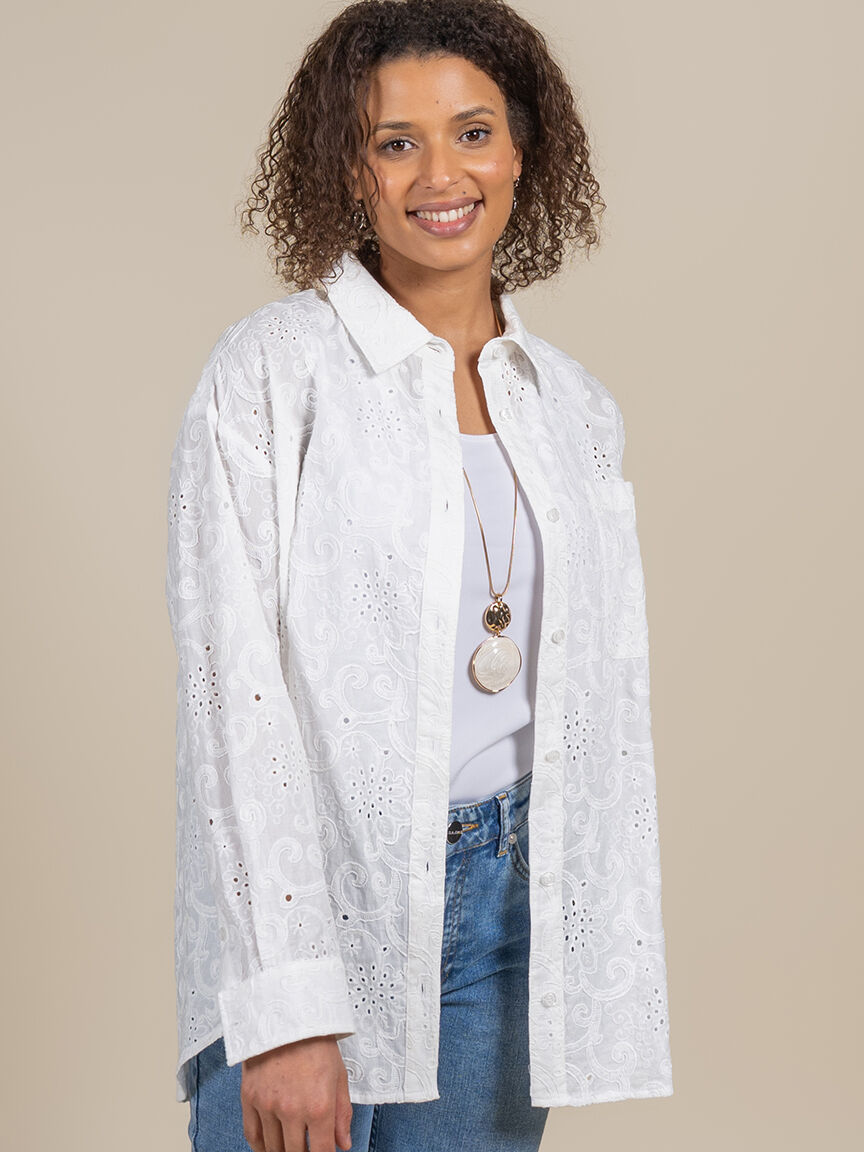 Eyelit Long Sleeve Blouse Image 4