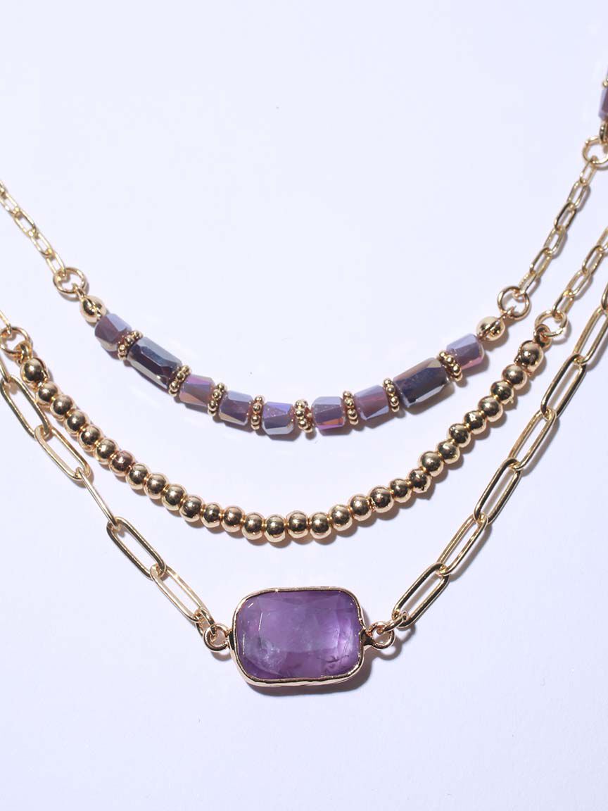 Necklace and Earring Set Short Layered Stone  Image 3