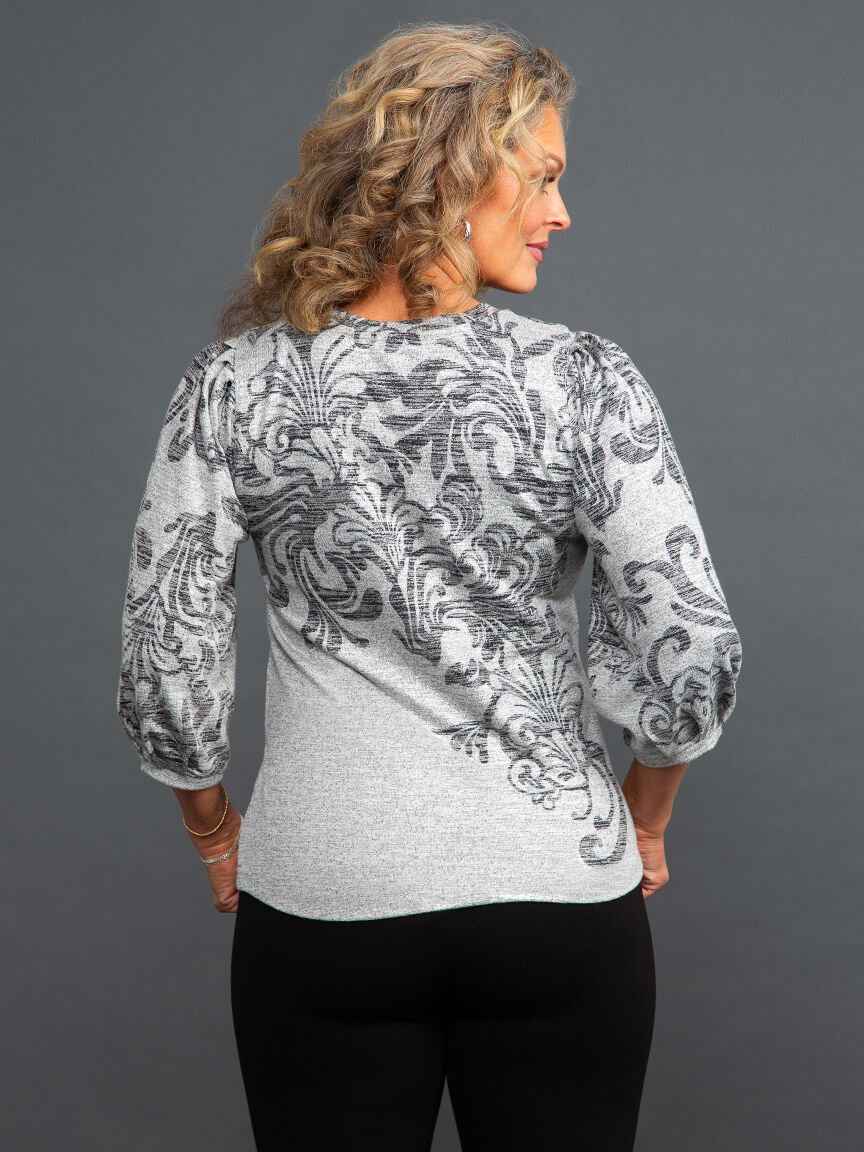 Elbow Sleeve Knit Top w/ Rhinestones Image 4