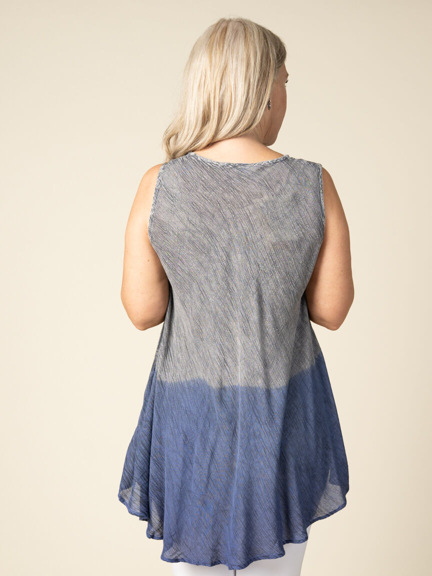 Sleeveless Tunic With Flower Dip Dye Print Image 4