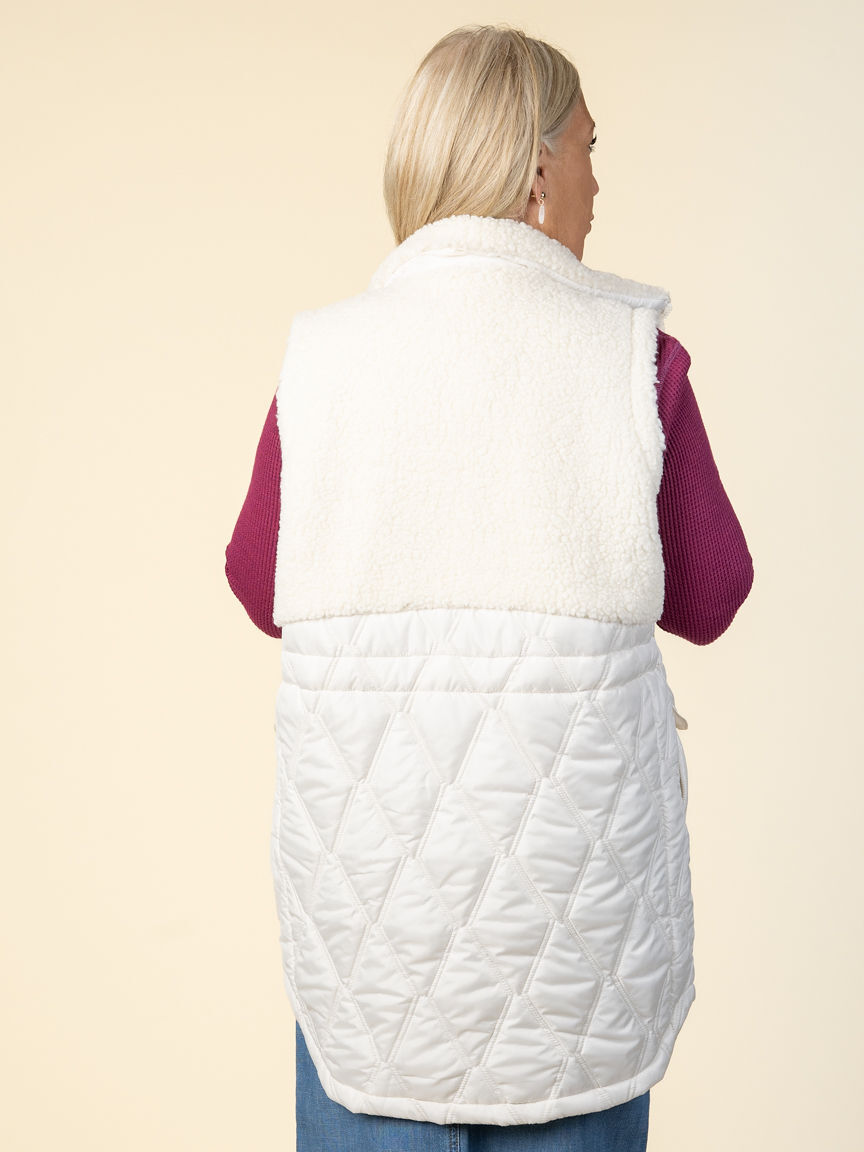 Sleeveless Mixed Media Sherpa Vest Image 4