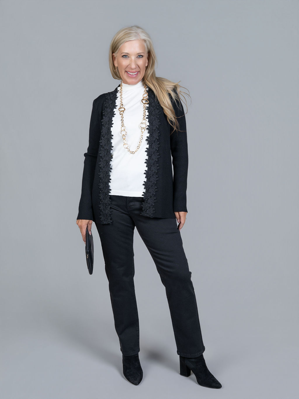 Lace Trim Open Front Cardigan