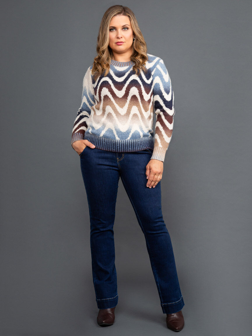 Ombre Waves Long Sleeve Sweater Image 1