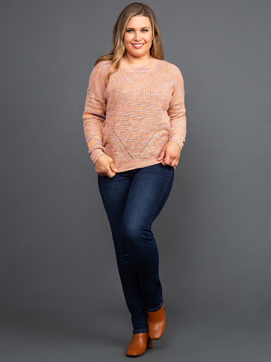 Long Sleeve Space Dyed Knit Sweater