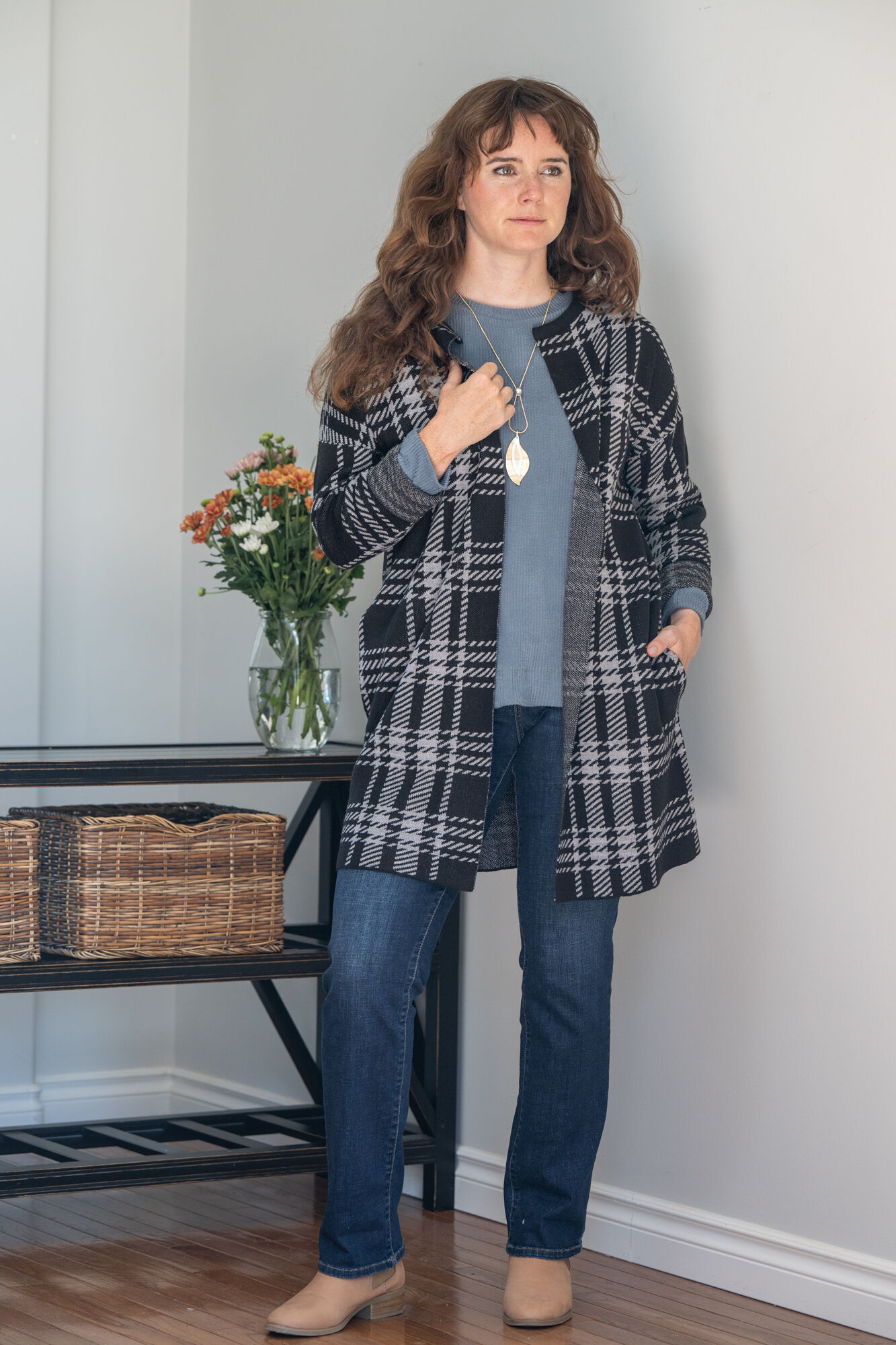 Jacquard Checkered Cardigan  Image 1