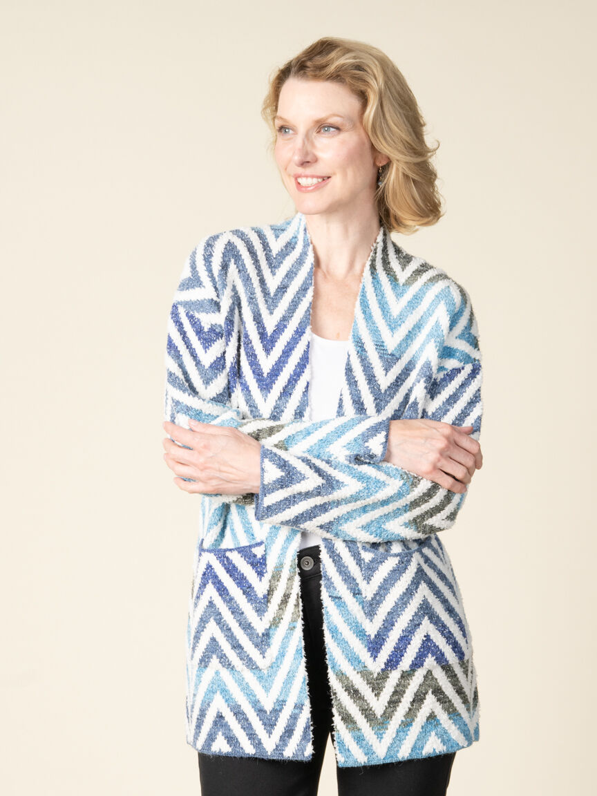 Chevron Open Front Cardigan