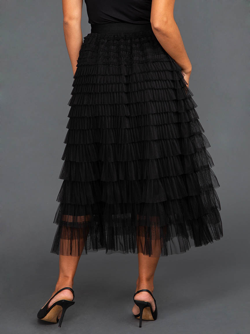 Mesh Tiered Ruffle Maxi Skirt Image 4