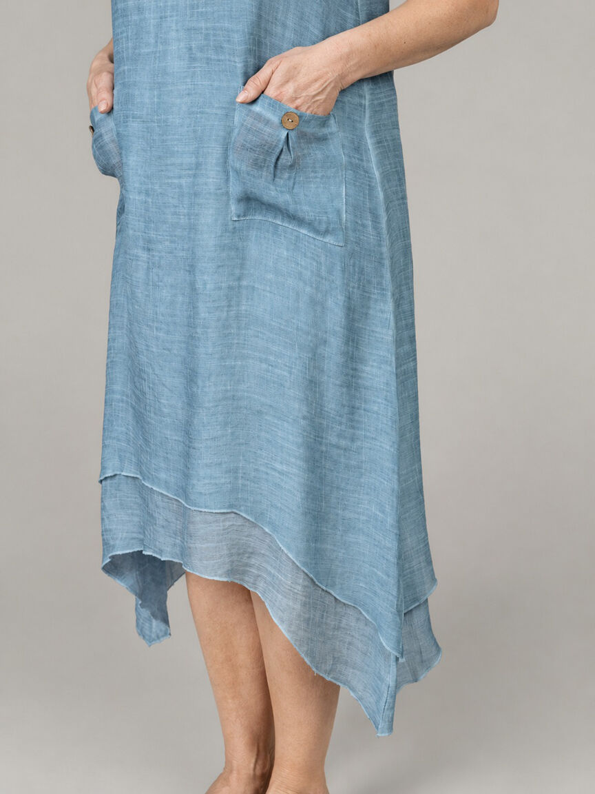 Flowy Asymmetrical Hem Dress With Pockets