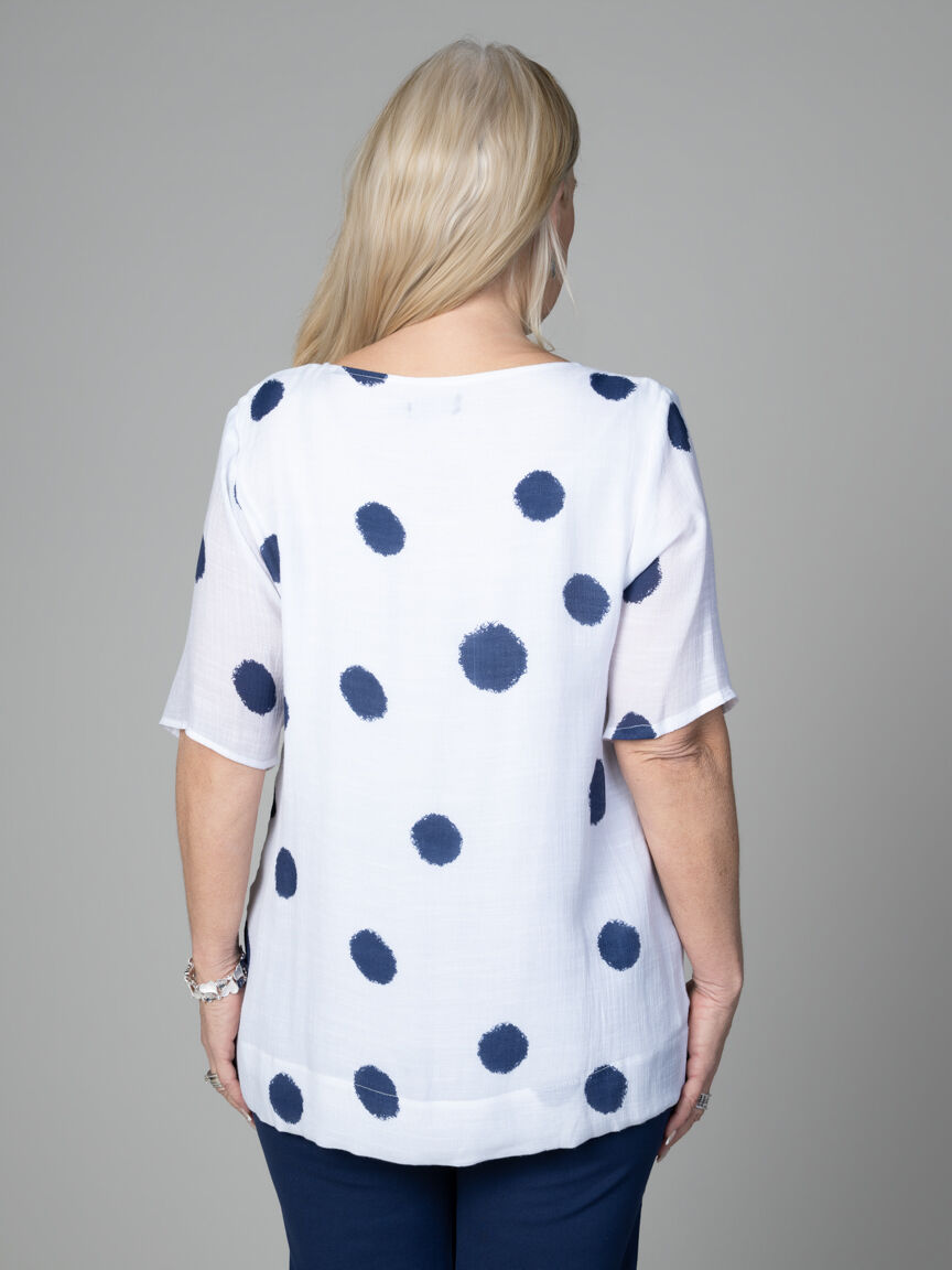 Short Sleeve Circle Print Top