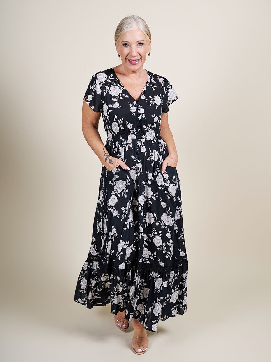 Short Sleeve Maxi Dress with Pockets  Image 3