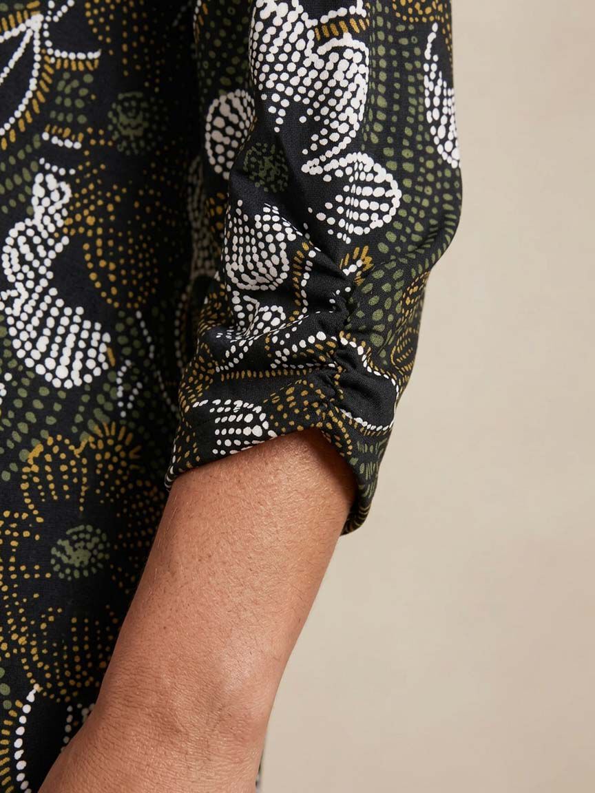 3/4 Sleeve Top With Grommet Detail