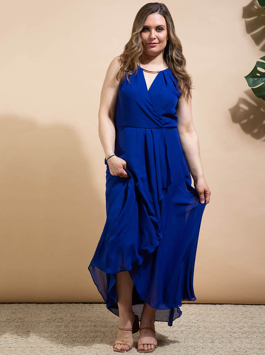 Lined Maxi Dress w/ Keyhole Neck Image 1