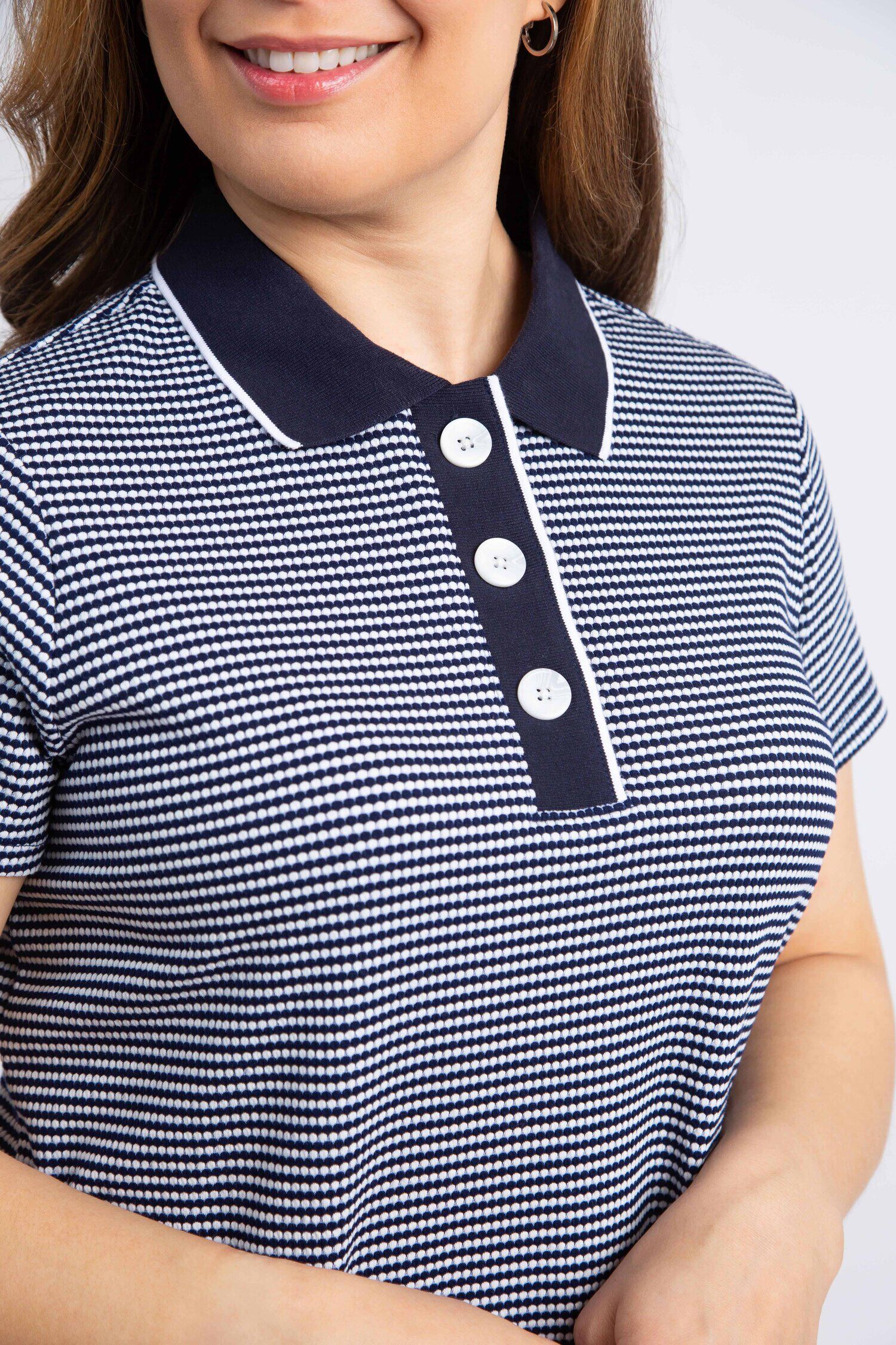 Short Sleeve Striped Polo Dress Image 4