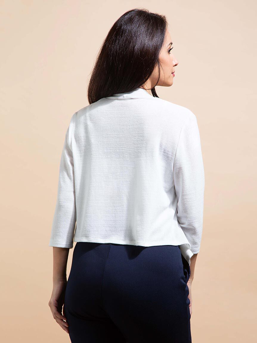 &frac34; Sleeve Cropped Cardigan Image 4