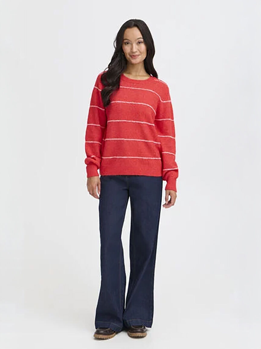 Long Sleeve Striped Knit Sweater