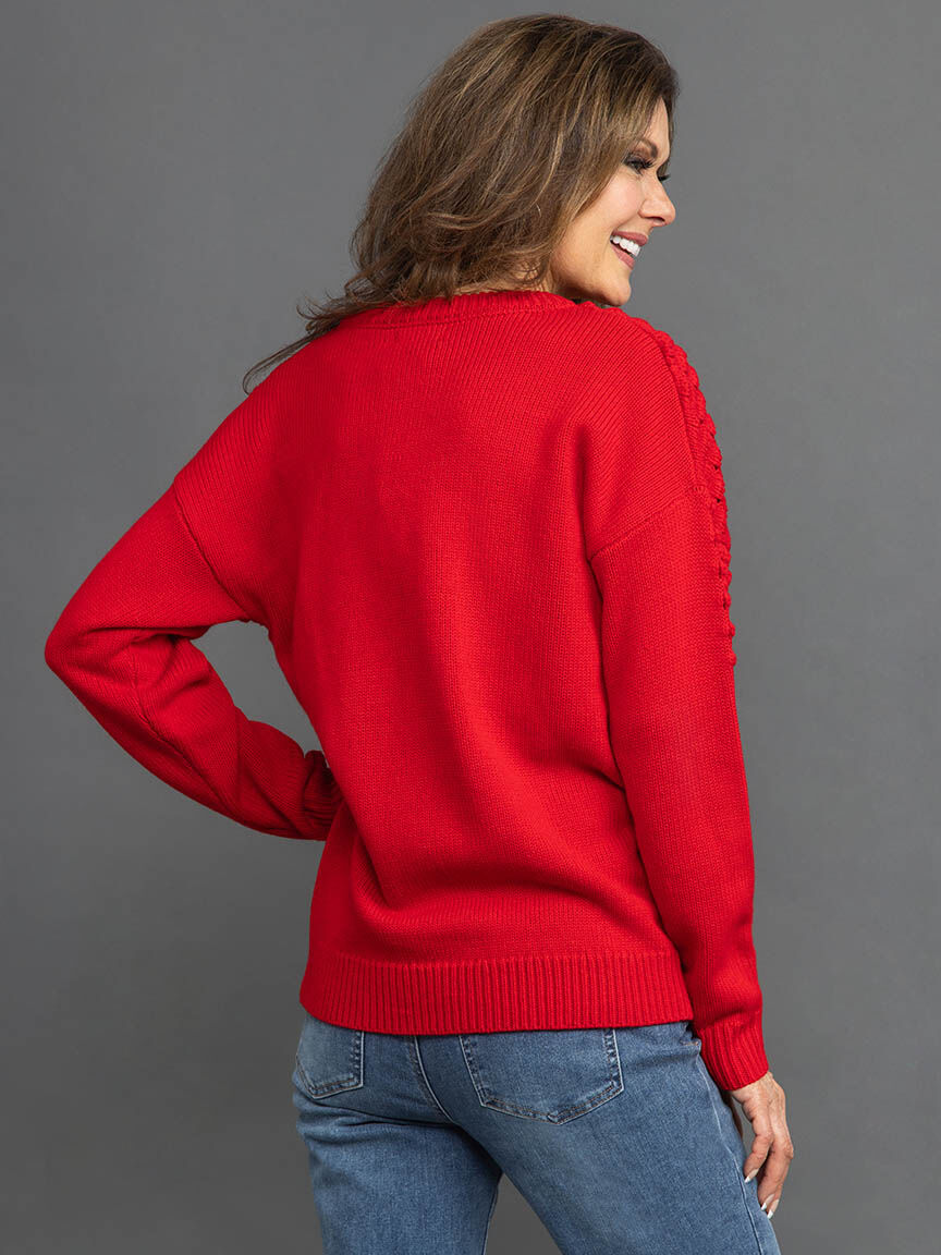 Popcorn Knit Crewneck Sweater Image 4