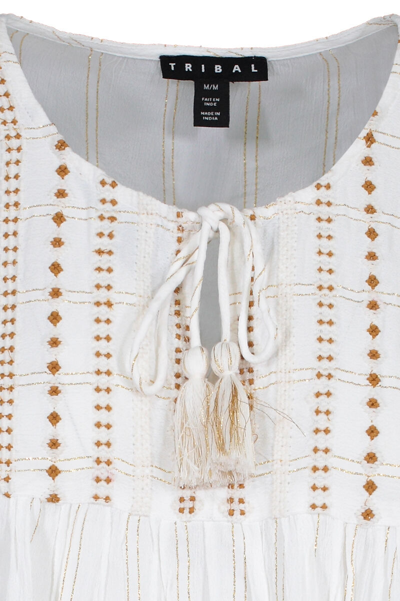 Flutter Sleeve Peasant Blouse With Tassels Image 3