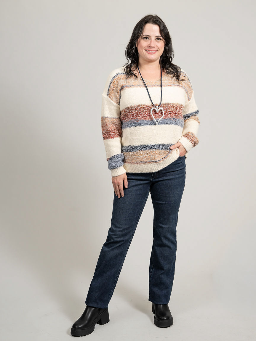 Boucle Yarn V-Neck Sweater