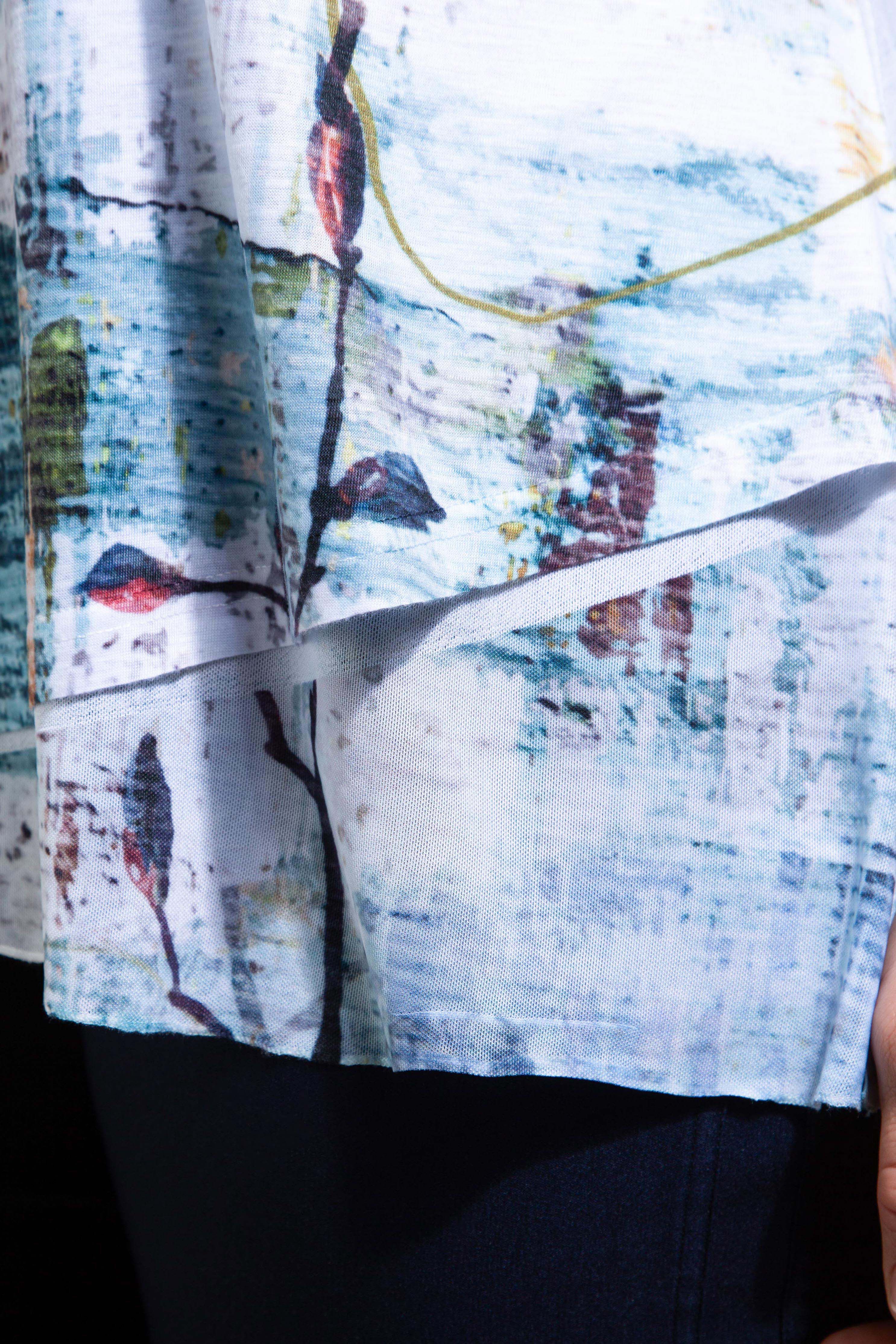 &frac34; Sleeve Flare Fit Burnout Top Image 5