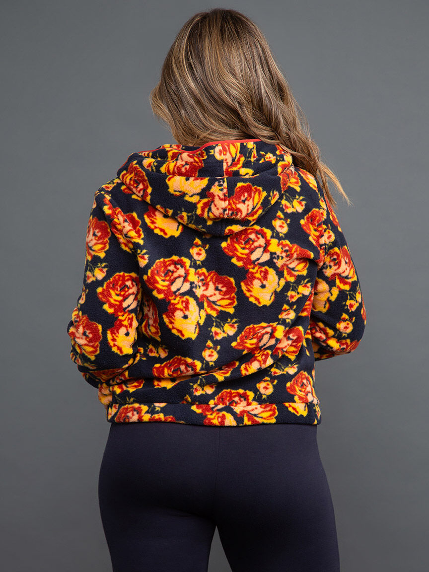 Polar Fleece Floral Hooded Jacket