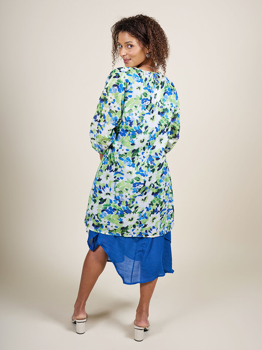 Cardigan 3/4 sleeve ditsy print 