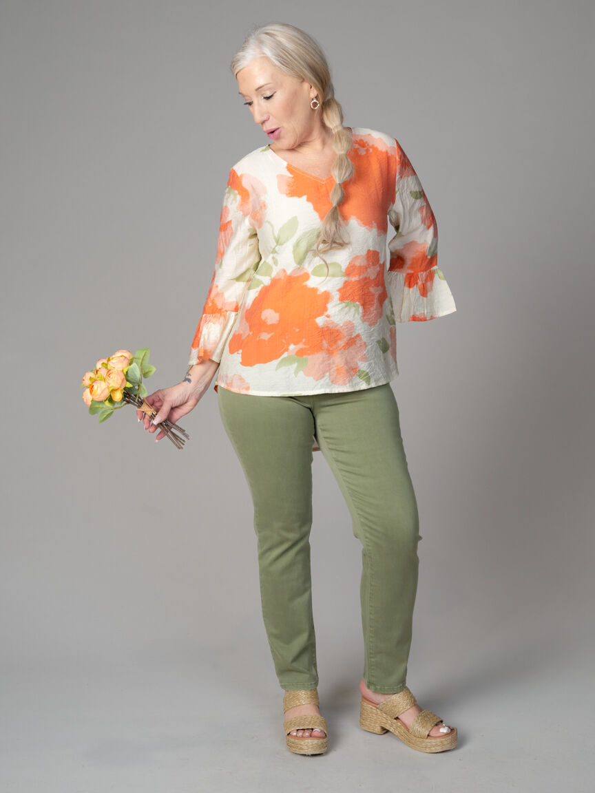 3/4 Sleeve High-Low Blouse