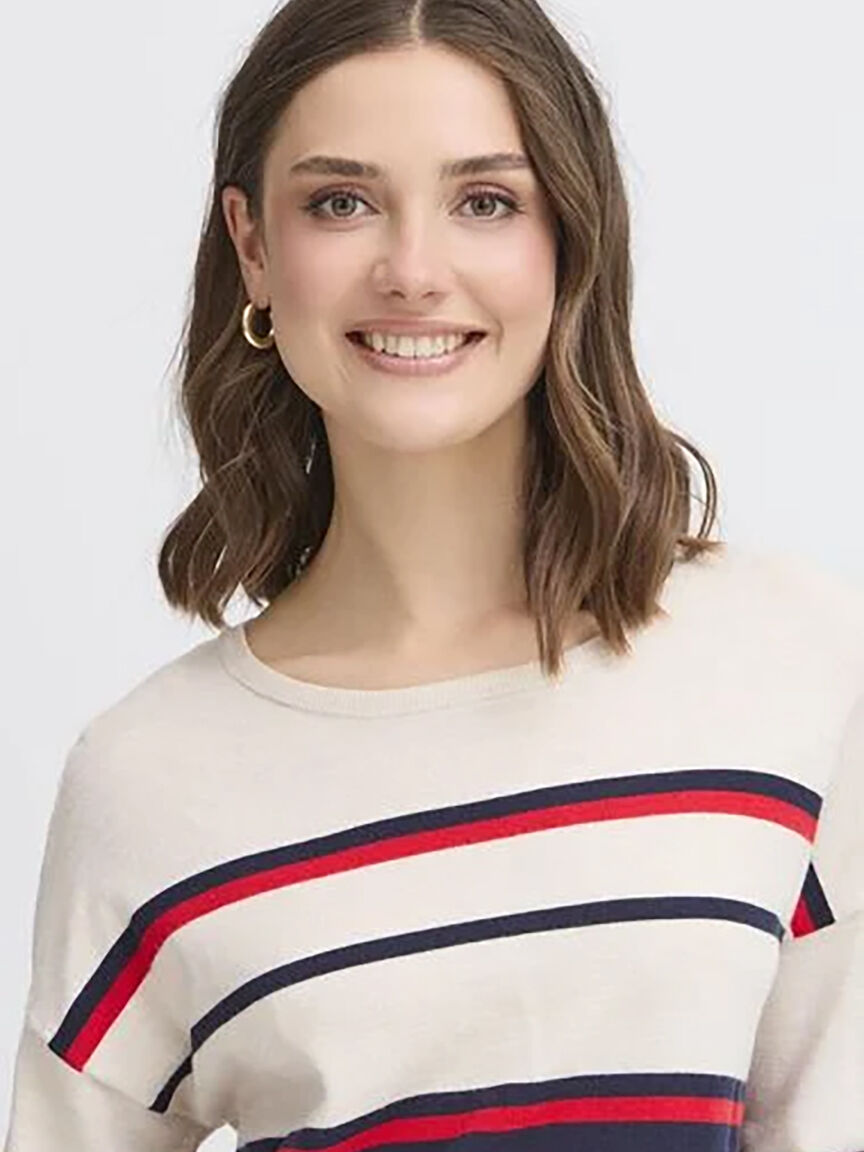 Long Sleeve Striped Knit Sweater