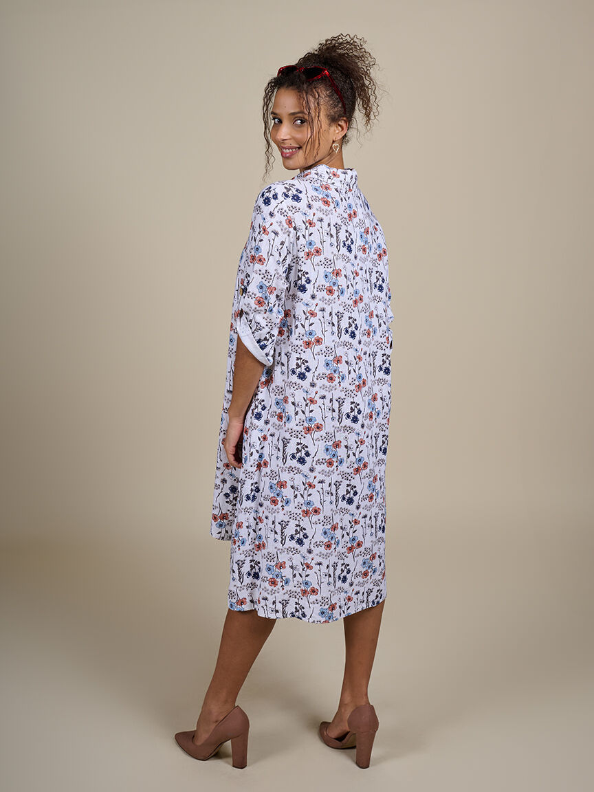 3/4 Sleeve Linen Midi Dress Image 6