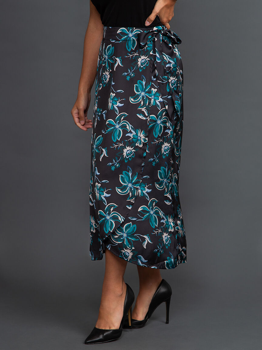 Satin Wrap Midi Skirt Image 3
