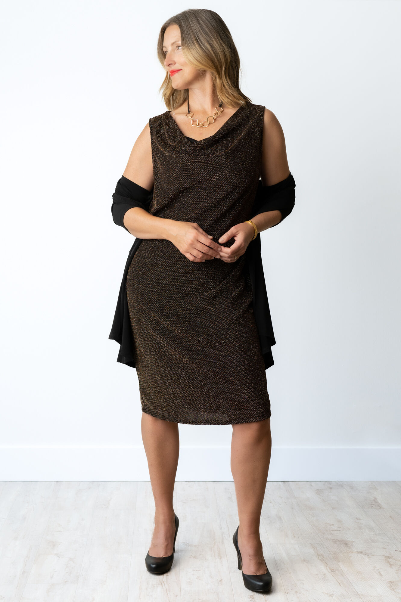 Sparkly Gold Metallic Glitter Dress Image 1