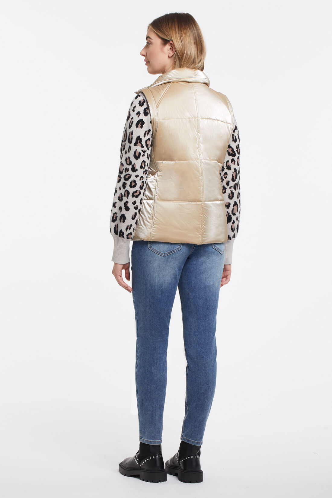 Gold Quilted Puffer Vest Image 2