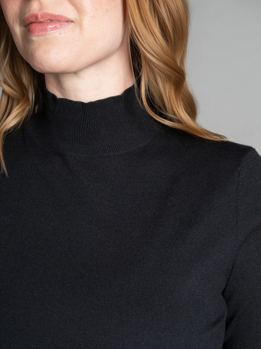 Elbow Sleeve Mock Neck Top Image 2