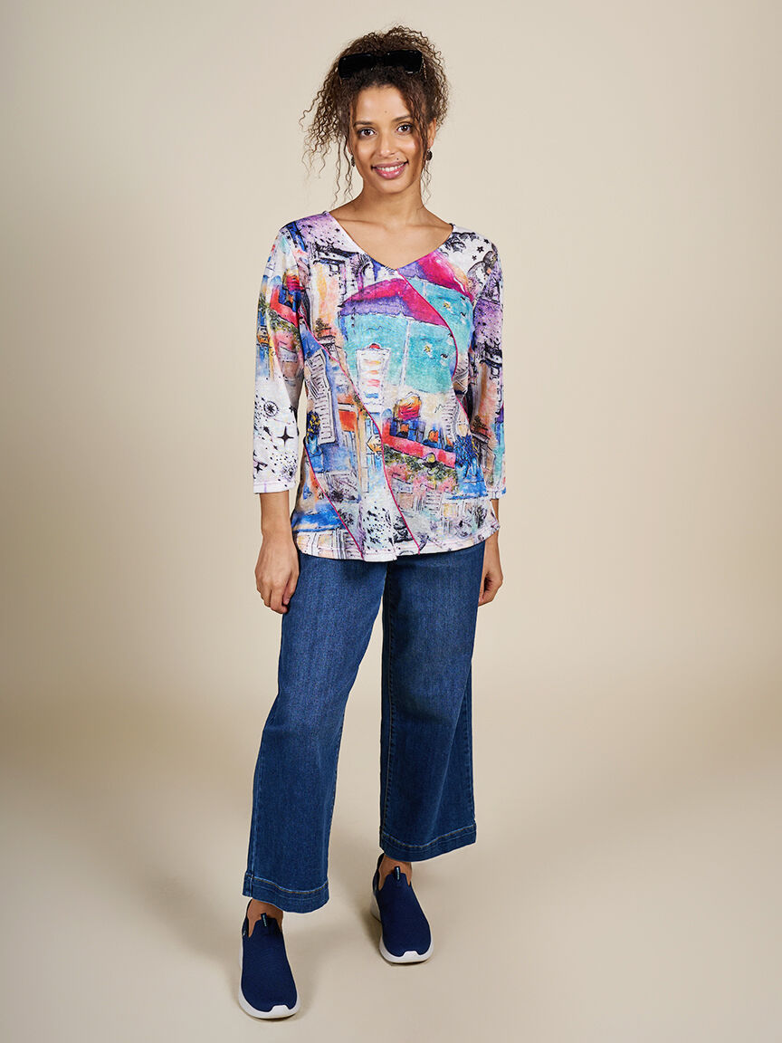 &frac34; Sleeve Slub Knit Top  Image 1