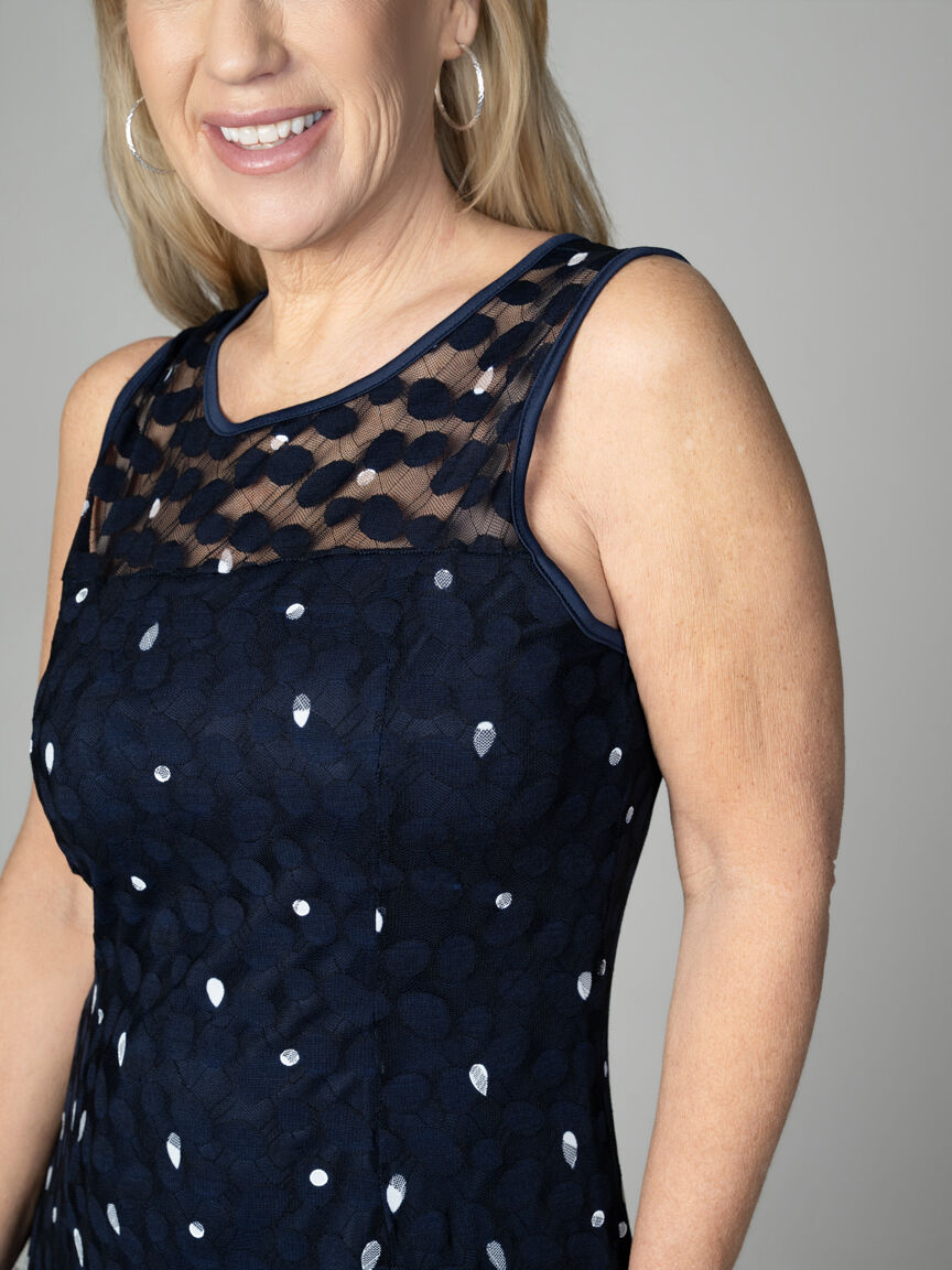 Sleeveless Knee Length Teardrop Print Dress