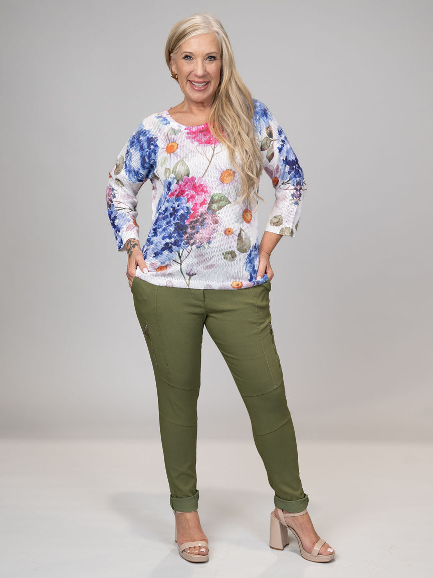 3/4 Floral Knit Sweater