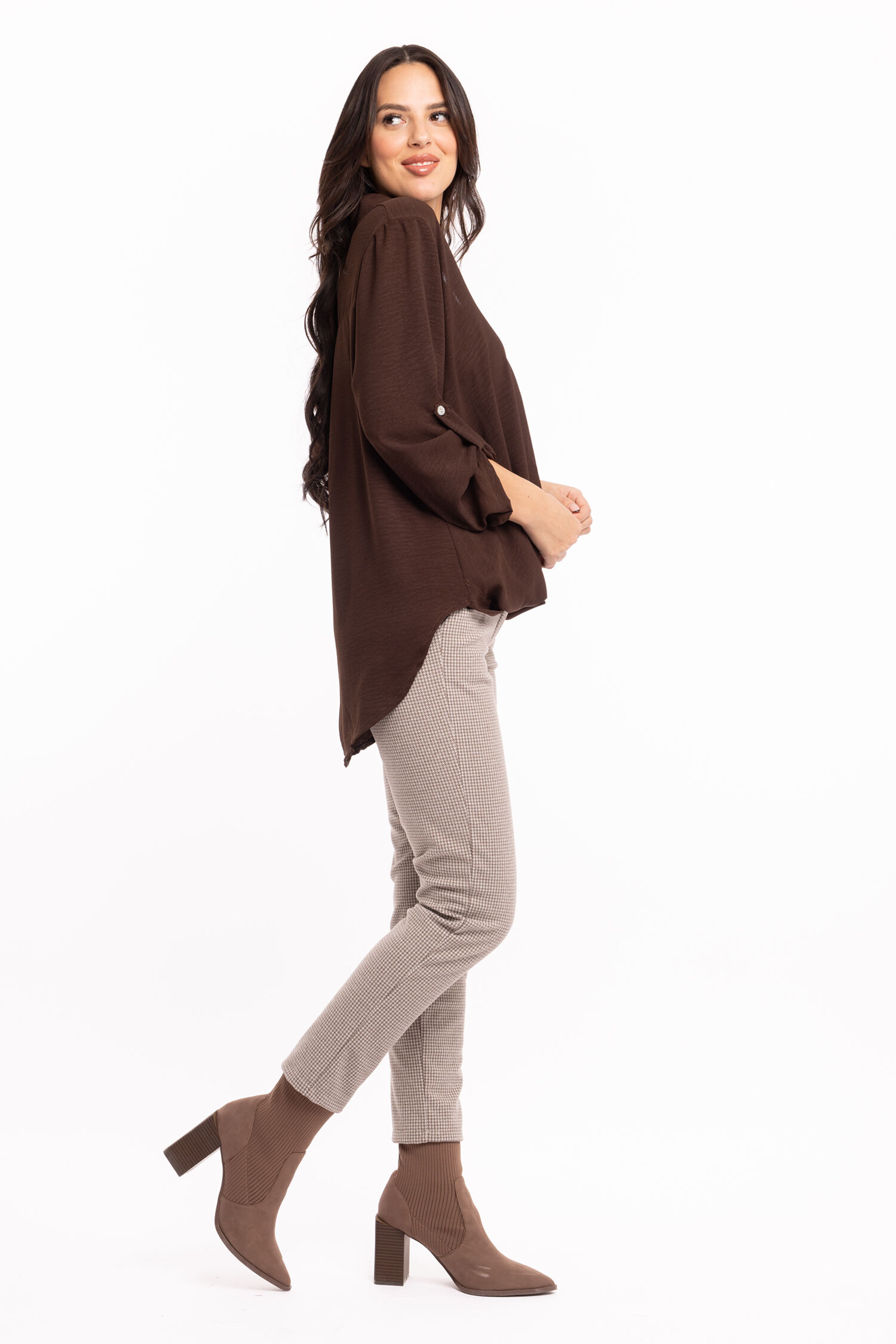 Collared V-Neck Crossover Blouse  Image 2