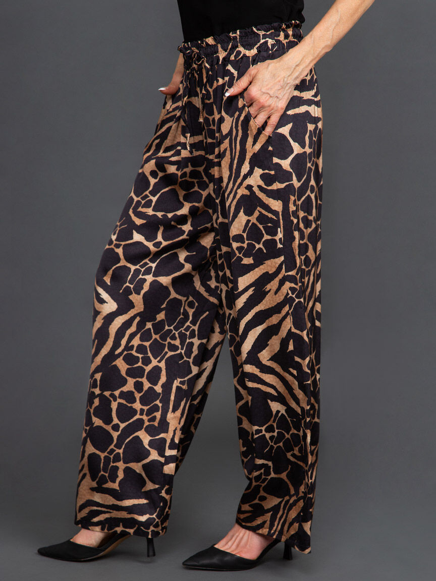 Wide Leg Animal Print Pull-On Pant Image 4