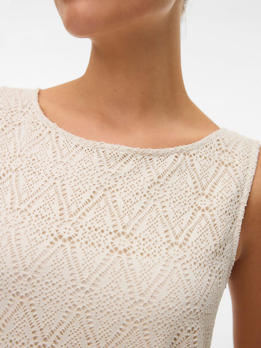 Lined Crochet Knit Sleeveless Shirt