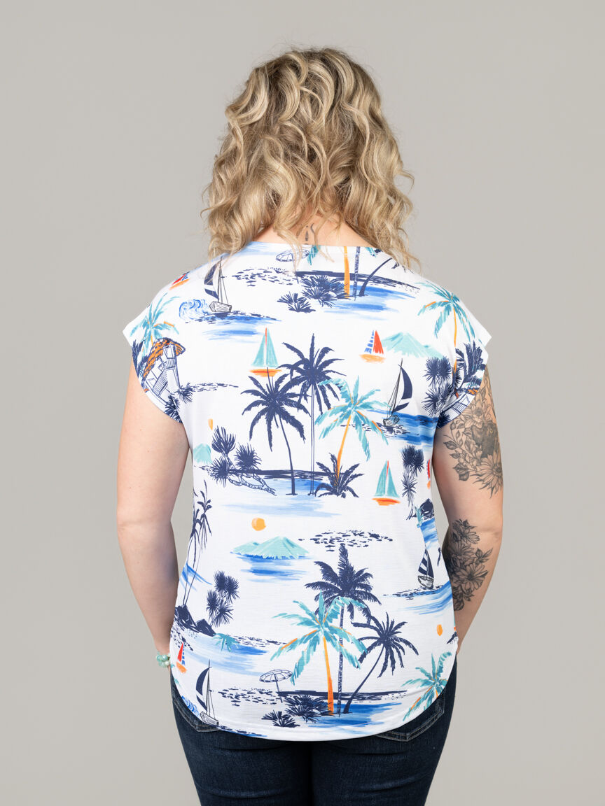 Sailboat Beach Print Top