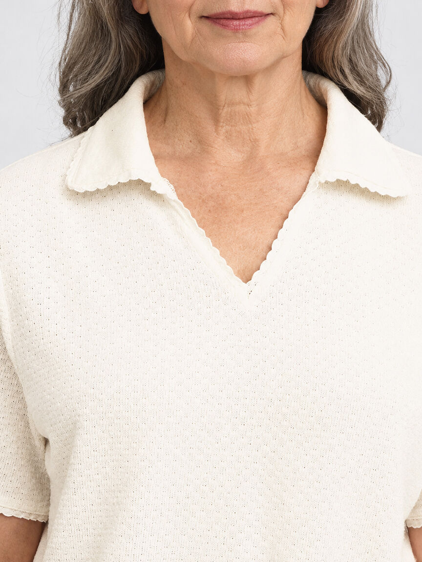 Short Sleeve Johnny Collar Top