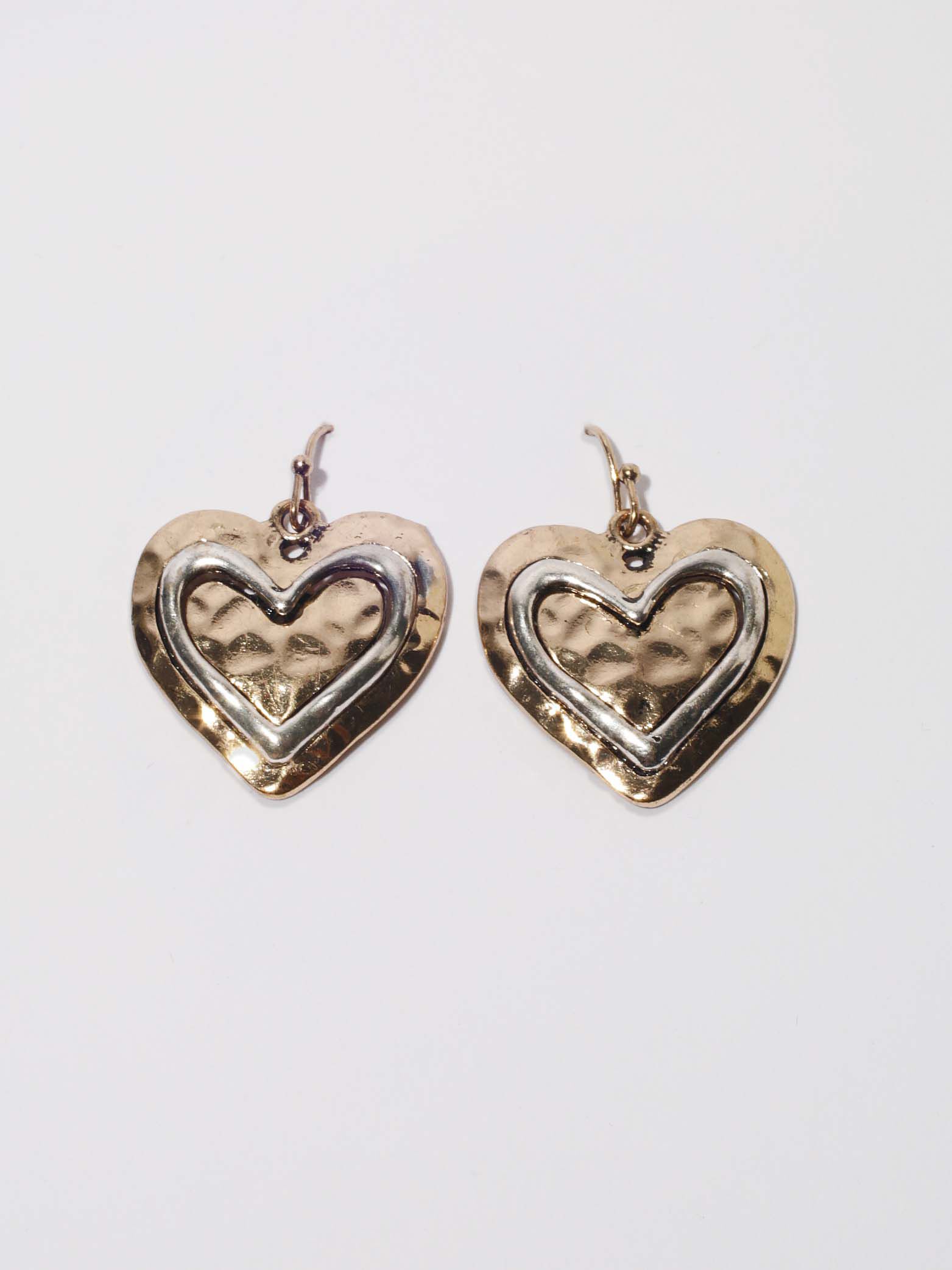 Two-Tone Heart Drop Earrings Image 2