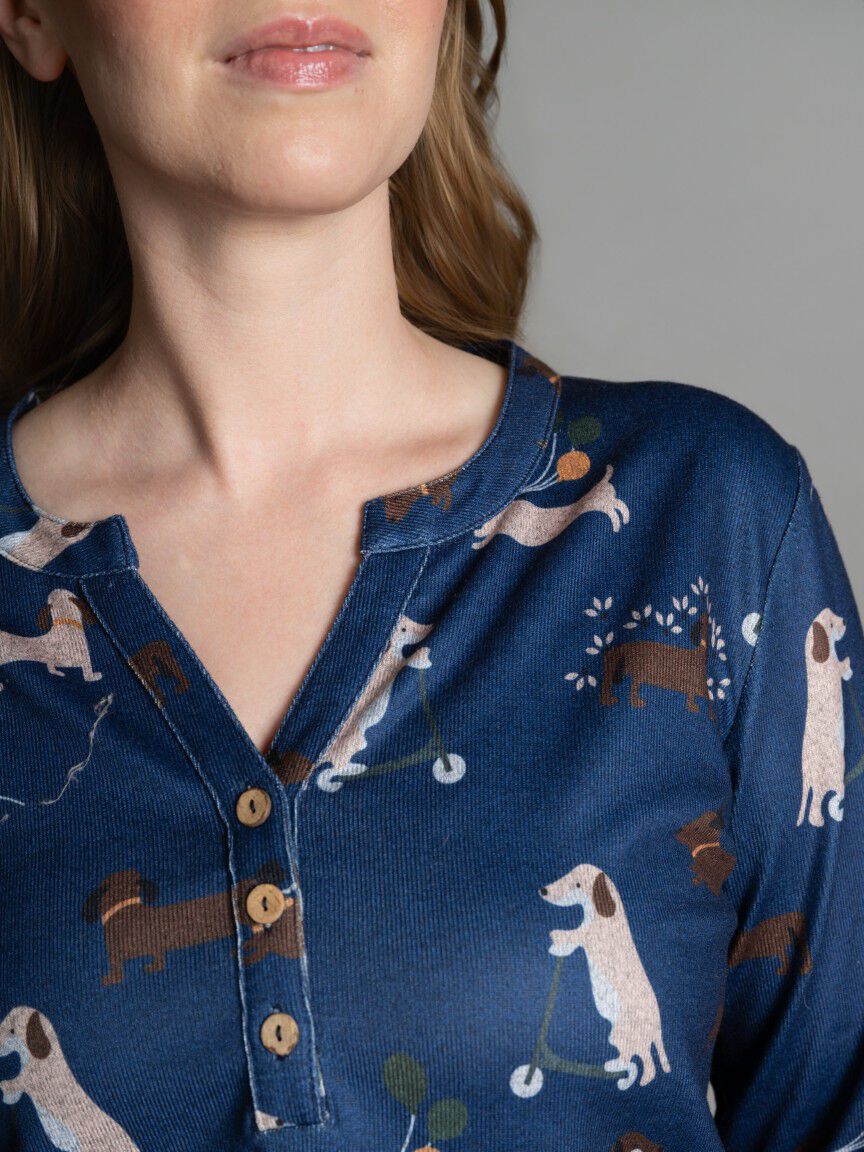 Dog Print Henley Top