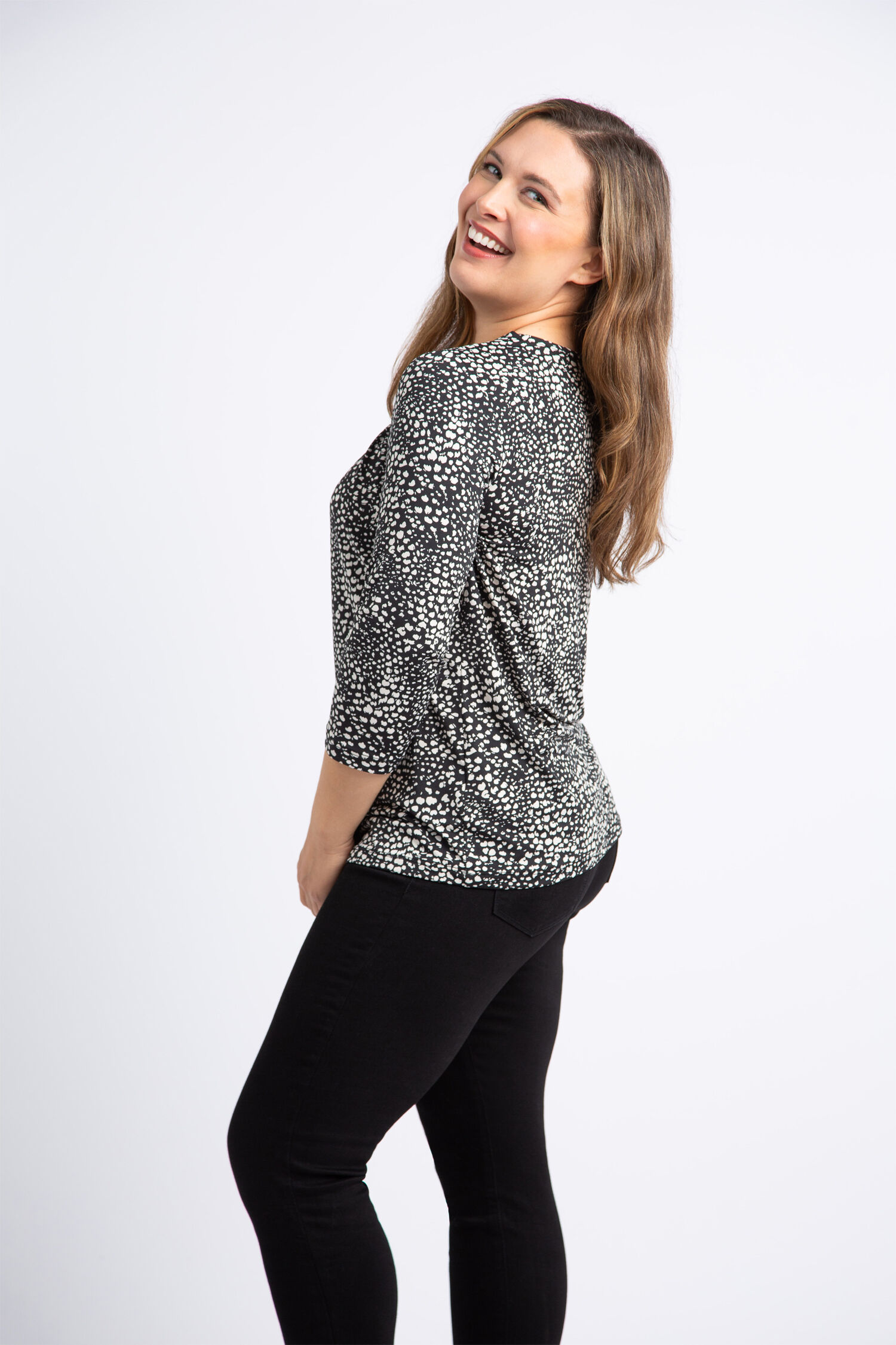 Pleated Neck Ditsy Dot Top  Image 3