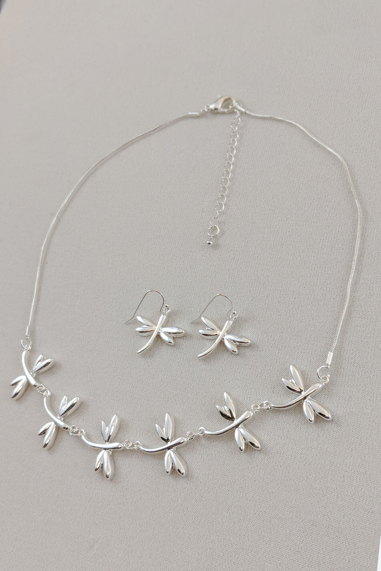 Dainty Dragonfly Necklace and Earring Set Image 1