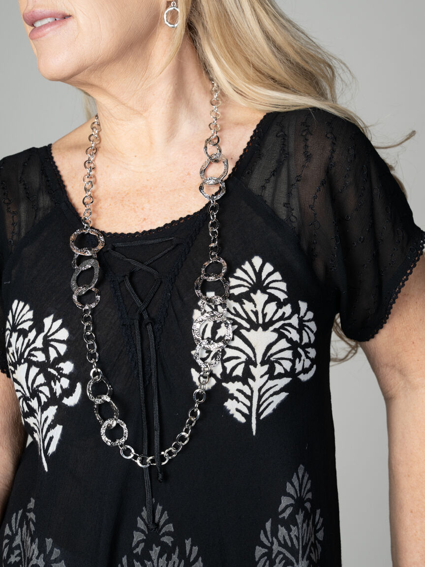 Circle Link Necklace and Earring Set