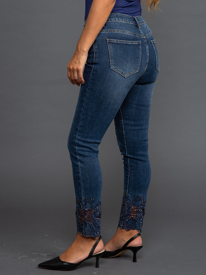 Denim Ankle Pant w/ Scallop Cuff Image 3