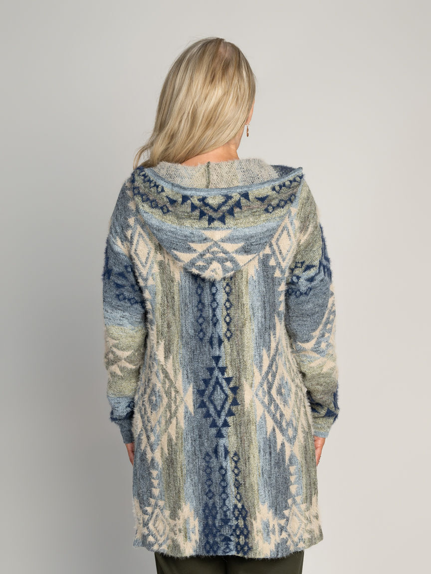 Nordic Print Hooded Cardigan