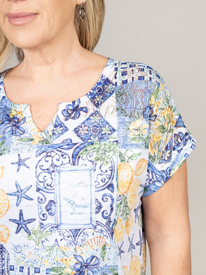 Short Sleeve Top With Lace Back