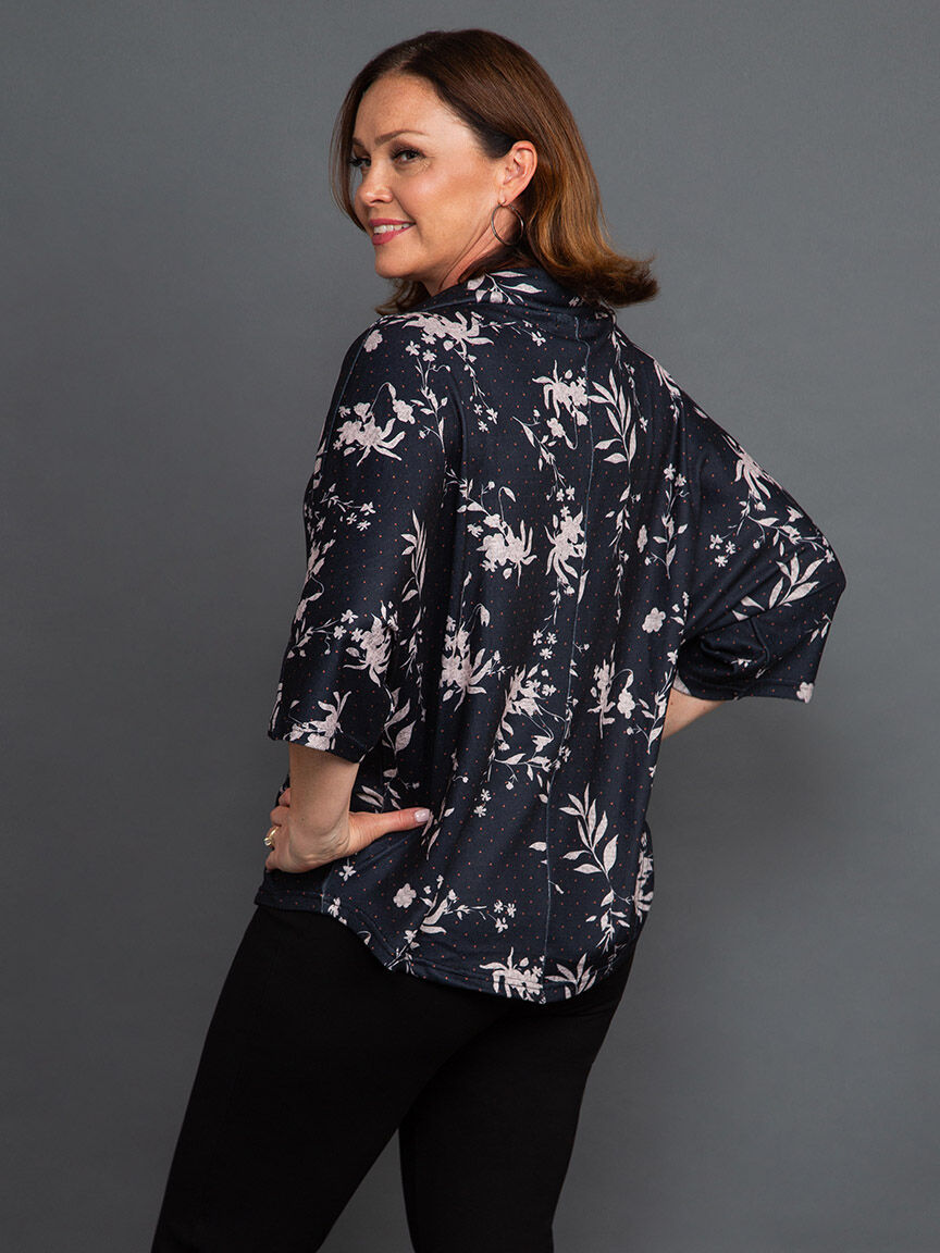 Dolman Sleeve Zipper Cowl Neck Top Image 4